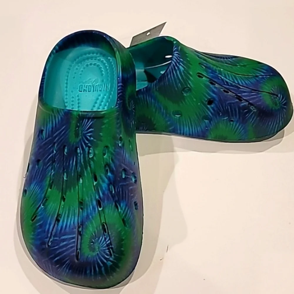 Highland Original Young Boy Tie Dye Rubber Clogs Green Blue 11 - Picture 4 of 7